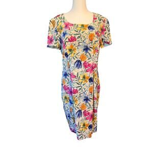 Maggy London 100% Silk Floral Vintage Dress Women’s Size 10
